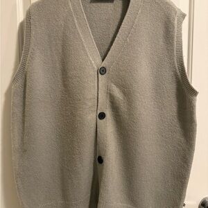 Minimum Grey V-Neck Button Front Sweater Vest